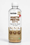 Dayfuel Khatta Meetha Sattu bottle with roasted gram sattu premix inside